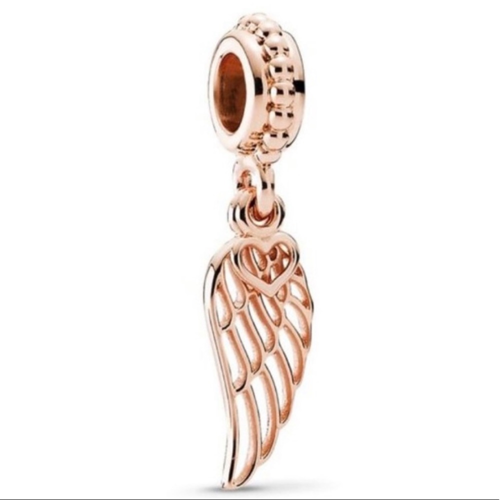 Retired Pandora Gold Angel Wing Love & Guidance Pendant Charm for Bracelet EUC